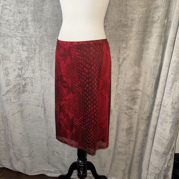 Vintage Express Skirt Medium Red Black Snakeskin Print Y2K Grunge Goth Indie - Picture 1 of 9